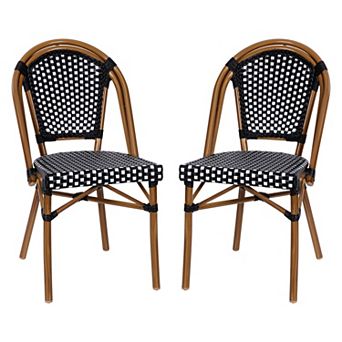 Merrick Lane Sacha Stacking Bistro Chair With Pe Seat And Back And Aluminum Frame