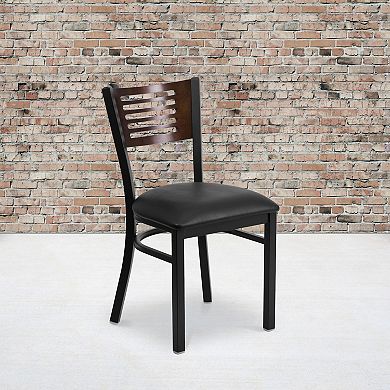 Emma And Oliver 2 Pack Decorative Slat Back Metal Restaurant Chair