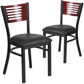 Emma And Oliver 2 Pack Decorative Slat Back Metal Restaurant Chair