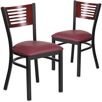 Emma And Oliver 2 Pack Decorative Slat Back Metal Restaurant Chair