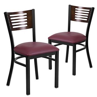 Emma And Oliver 2 Pack Decorative Slat Back Metal Restaurant Chair