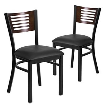 Emma And Oliver 2 Pack Decorative Slat Back Metal Restaurant Chair