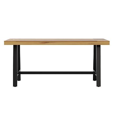 Merrick Lane Zuli Solid Acacia Wood Dining Table with Metal Legs for Indoor and Outdoor Use