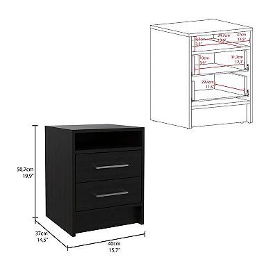 Eter Nightstand, Superior Top, Two Drawers