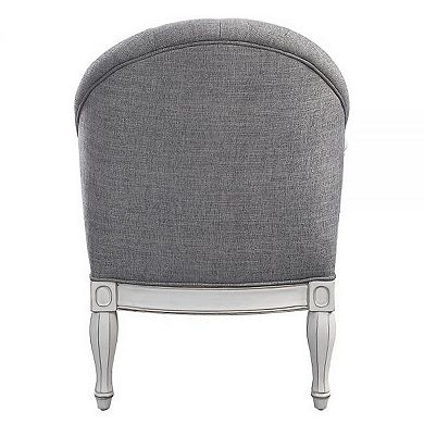 Fil 32 Inch Armchair, Tufted Backrest, Fabric Upholstery, Poplar Wood, Gray
