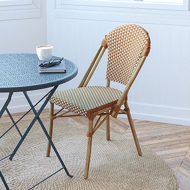 Merrick Lane Celia Indoor/outdoor Stacking Bistro Chair With Aluminum Frame