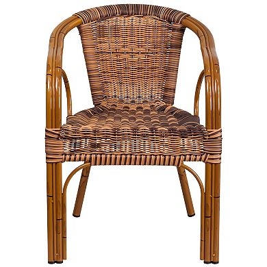Emma And Oliver 3 Pack Rattan Restaurant Patio Chair With Rattan-aluminum Frame