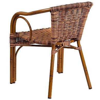 Emma And Oliver 3 Pack Rattan Restaurant Patio Chair With Rattan-aluminum Frame