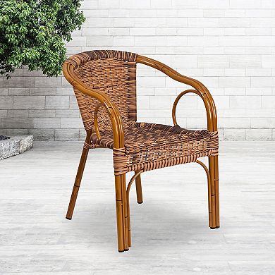 Emma And Oliver 3 Pack Rattan Restaurant Patio Chair With Rattan-aluminum Frame