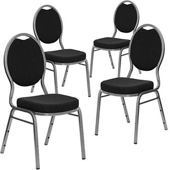 Emma And Oliver 4 Pack Teardrop Back Stacking Banquet Chair