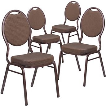 Emma And Oliver 4 Pack Teardrop Back Stacking Banquet Chair