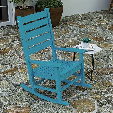 Merrick Lane Fielder Contemporary Rocking Chair, All-Weather HDPE Indoor/Outdoor Rocker