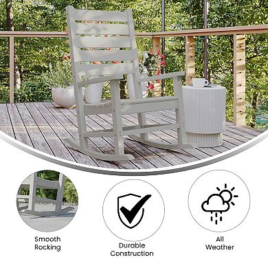 Merrick Lane Fielder Contemporary Rocking Chair, All-Weather HDPE Indoor/Outdoor Rocker