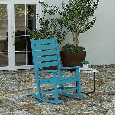 Merrick Lane Fielder Contemporary Rocking Chair, All-Weather HDPE Indoor/Outdoor Rocker