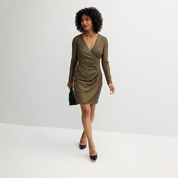 slim fit dress slacks ROSE GOLD RUCHED COCKTAIL DRESS main image 0