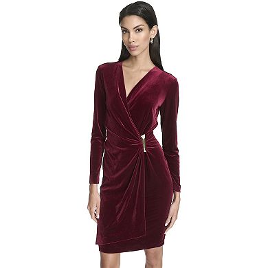 Women's Harper Rose Velvet Long Sleeve V-Neck Wrap Dress