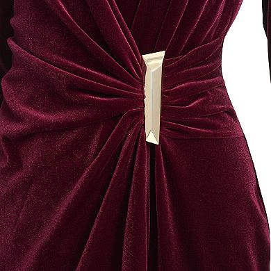 Women's Harper Rose Velvet Long Sleeve V-Neck Wrap Dress