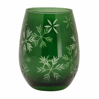 St. Nicholas Square® Crystal Cut Snowflake Stemless Wine Glass