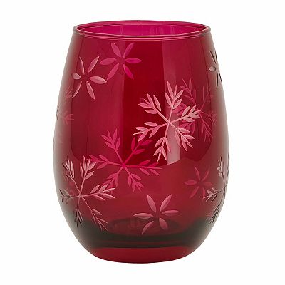 St. Nicholas Square Crystal Cut Snowflake Stemless Wine Glass