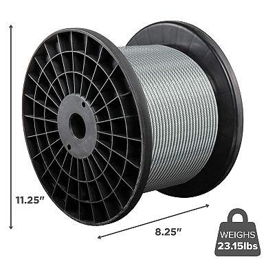 Jumbl 750 Ft. 7x7 Wire Rope, 3/32" X 3/16" Pvc Coated Steel Aircraft Cable