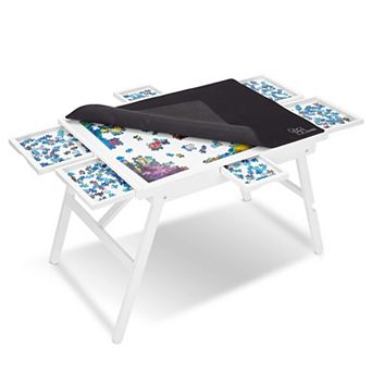Jumbl 1500 pc Puzzle Board - 27 X 35" Puzzle Table With Legs, Cover & 6 Removable Drawers - Black