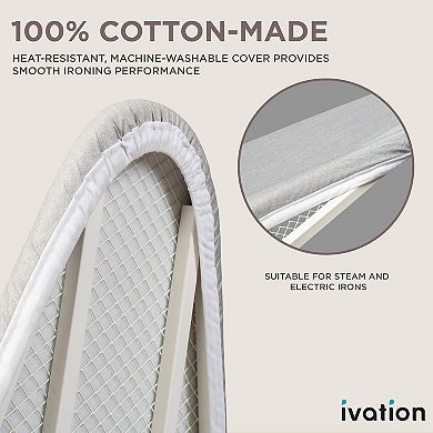 Ivation Ironing Board, Wall Mounted Ironing Board Cabinet W/left Side Door, Mirror & Lever, White