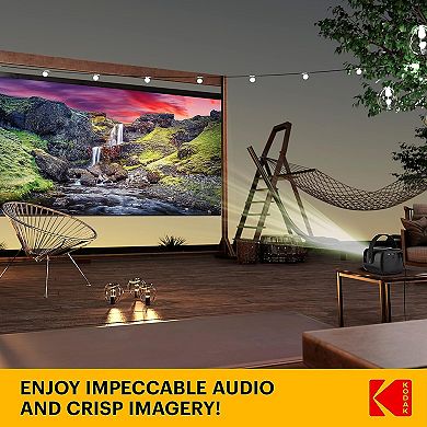 Kodak Flik X2 100” Mini Projector, Portable Pico Projector With Remote, Speakers & Handle, Black