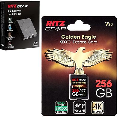 Ritz Gear Sdexpress Golden Eagle Sdxc Sd Card, Express Sd Card 256gb With Sdexpress-reader Included