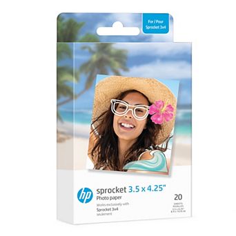 HP Sprocket 3.5 x 4.25" Sticky-backed Photo Paper, 20 Pack, Compatible with HP Sprocket 3x4