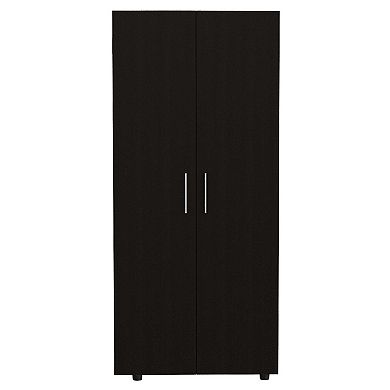 Tera Amoire, Four Shelves, Double Door Cabinet, Four Legs, Metal Hardware, Rods