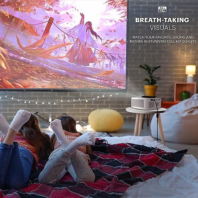 Kodak Flik X10 Full Hd Projector Kit, 1080p Movie Projector Bundle With 100” Projection Screen