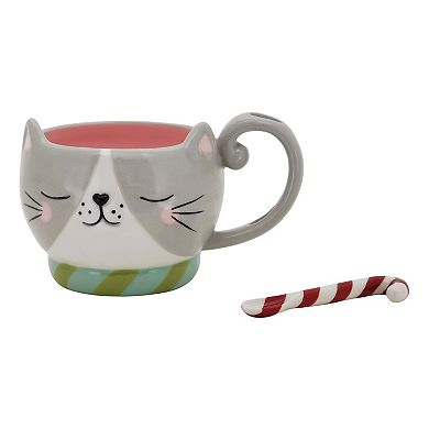 St. Nicholas Square® 2-pc. Holiday Cat Mug With Spoon Set