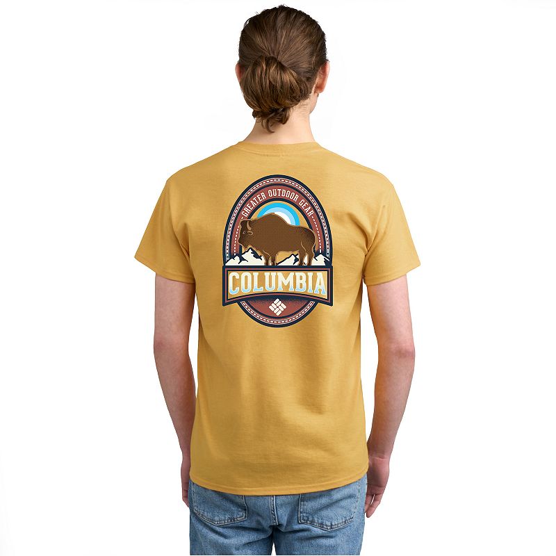 Men's Columbia Americana Adventure Print Short Sleeve Graphic Tee, Size: XL, Yellow Bison