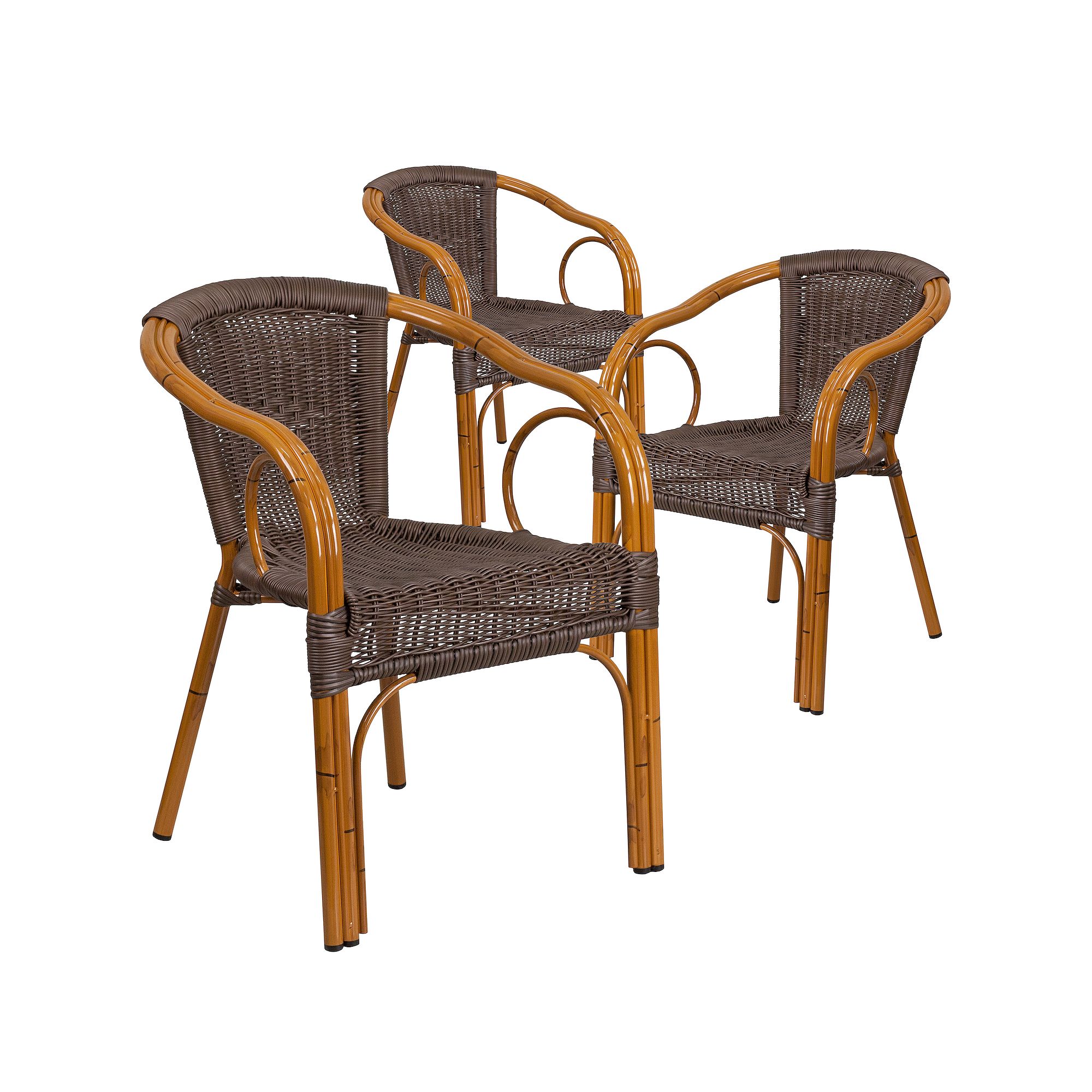 Flash Furniture Lila Restaurant Woven Patio Chair 3-piece Set, Dakr Brown R