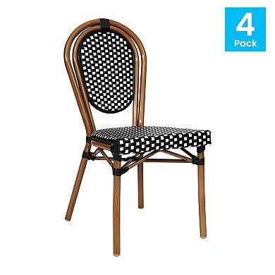 Flash Furniture Lourdes Indoor / Outdoor Commercial Thonet French Bistro Stacking Chair 4-piece Set