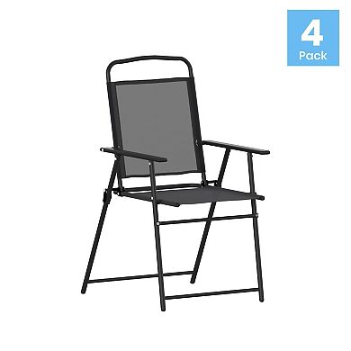 Flash Furniture Mystic Folding Patio Sling Chairs 4-piece Set