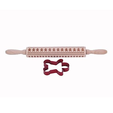 St. Nicholas Square Christmas Rolling Pin & Cookie Cutter 2-piece Set