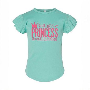 Being A Princess Is Exhausting Toddler Flutter Sleeve Graphic Tee