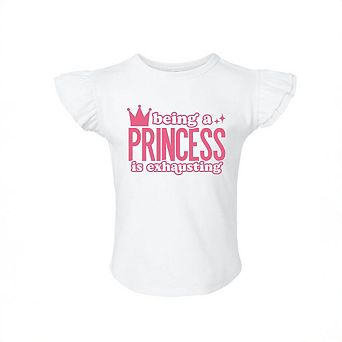 Being A Princess Is Exhausting Toddler Flutter Sleeve Graphic Tee