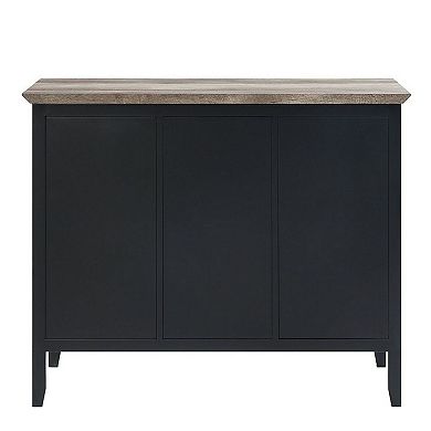 Nori 47 Inch Sideboard Buffet, 3 Drawers, Antique Oak Brown And Black