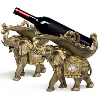 Thai Elephant Decorative Wine Rack Rest Bottle Holder Figurine Statue Gifts for Women Set of 2