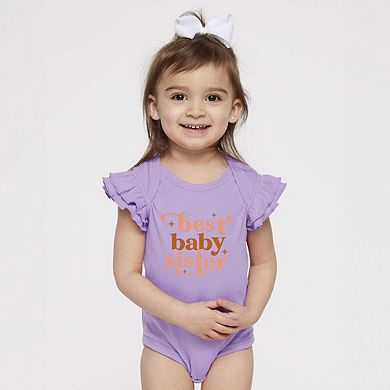Best Baby Sister Baby Flutter Sleeve Bodysuit