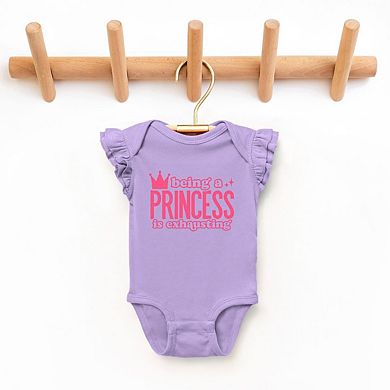 Being A Princess Is Exhausting Baby Flutter Sleeve Bodysuit