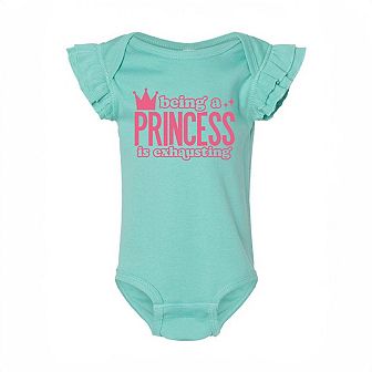 Being A Princess Is Exhausting Baby Flutter Sleeve Bodysuit
