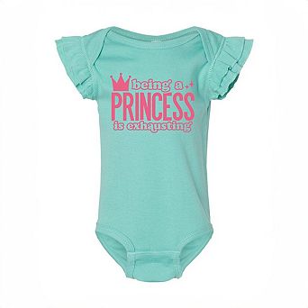 Being A Princess Is Exhausting Baby Flutter Sleeve Bodysuit
