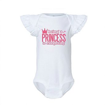 Being A Princess Is Exhausting Baby Flutter Sleeve Bodysuit