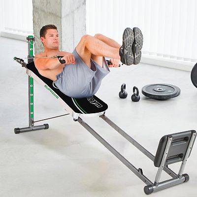 Total Gym Supreme Home Gym With Ab Crunch, Tri Grip Shaper Bars, And Squat  Stand