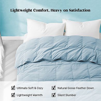 Unikome Lightweight Goose Feather Down Comforter, Ultra Fluffy Down Duvet Insert