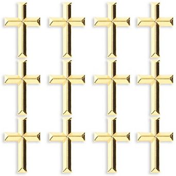 Bright Creations 1" Gold Enamel Cross Brooch Lapel Pins For Religious, 12 Pack
