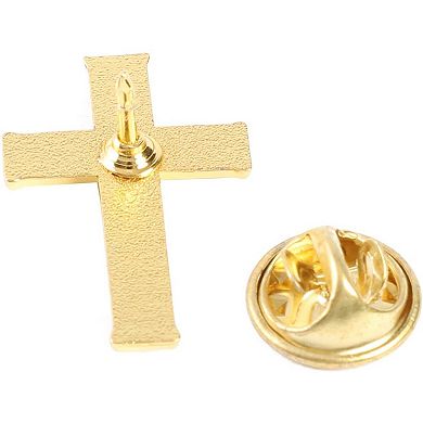 Bright Creations 1" Gold Enamel Cross Brooch Lapel Pins For Religious, 12 Pack